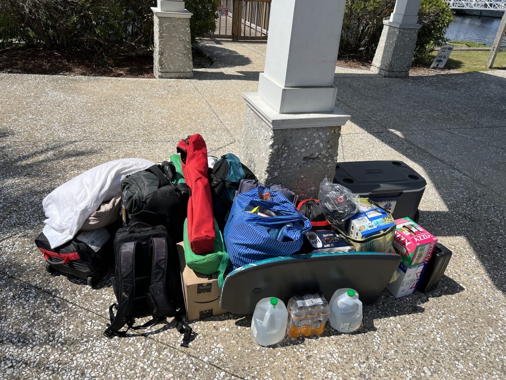 supplies for cumberland island need to be ready to go. You will be carrying them down the plank to stow on the ferry.