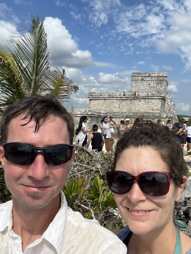 some times el castillo ruins in tulum, mexico can become very busy with tourists
