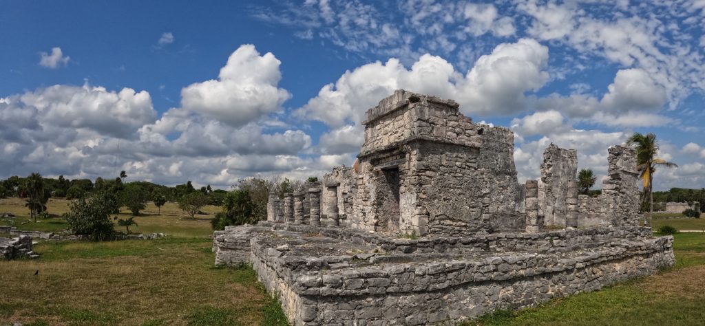 part of the el castillo ruins in tulum, mexico